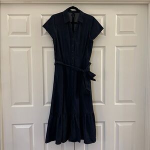 J. Crew Factory dark denim short sleeve midi dress size 12
